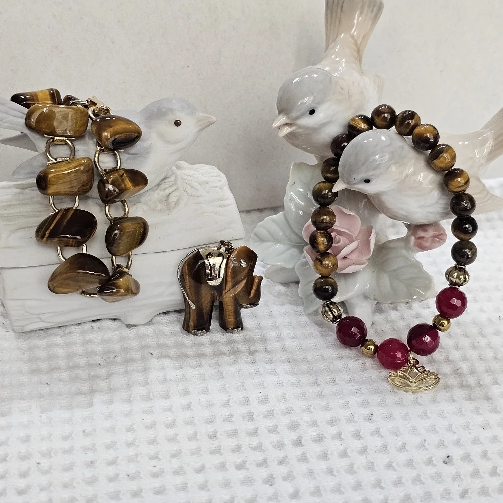 Tiger's Eye Bracelets and Pendant Bundle Set Vintage - Picture 2 of 14